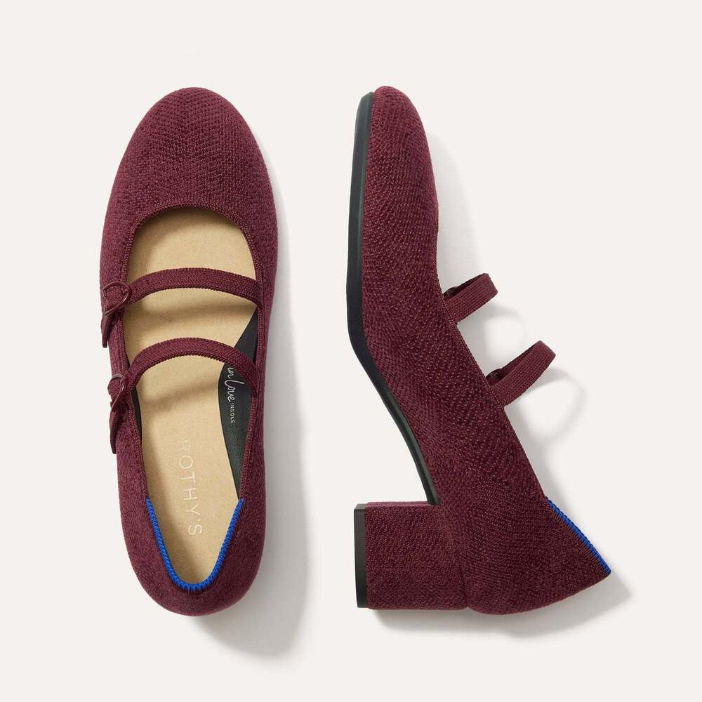 Rothy's The ReVelvet™ Double Buckle Mary Jane Heel - ReVelvet™ Syrah Size 8.5